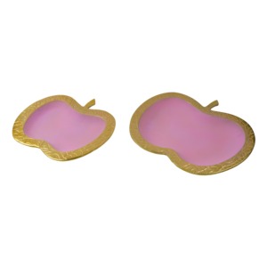En promotion : Bol en métal en forme de pomme rose avec bord doré, design original pour fruits et collations, idéal pour offrir. - Product Image 1
