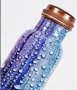 Botella de Cobre de Lujo con Impresión de Gotas de Agua Azules, Textura Refrescante, Perfecta para Uso Diario, Viajes, Oficina, Gimnasio, Yoga - Product Image 4