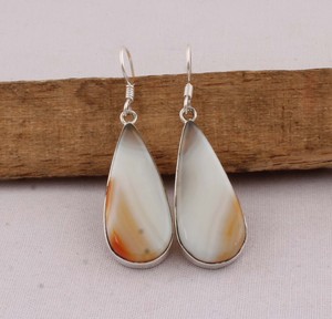 925 <b>Sterling</b> <b>Silver</b> Montana Agate <b>Earrings</b> Natural Gemstone Teardrop <b>Dangle</b> <b>Earrings</b> Handmade Jewelry for Women Wholesaler - Product Image 1