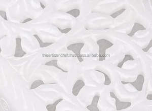 Joyero de mármol blanco hecho a mano elegante Almacenamiento de piedra cuadrada con Jalil tallado joyero artesanal - Product Image 6