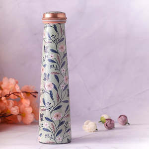 Floral Stainless Steel <b>Water</b> <b>Bottle</b> Portable Travel Drinkware With Copper Lid Reusable Eco-Friendly Design - Product Image 4