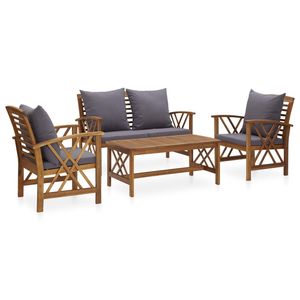 Set Lounge da Giardino di Medie Dimensioni in Legno Naturale Grigio Scuro, Mobili da Esterno in Acacia Massiccia, Durevoli ed Eleganti - Product Image 1