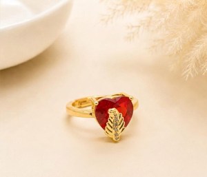 Bague en or rose plaqué or avec diamant CZ en forme de cœur, ajustable, bague de déclaration, bague de mariage, bague de fiançailles, cadeau pour elle - Product Image 1