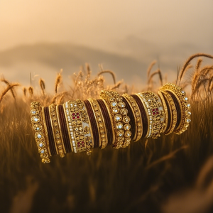 Women's Traditional Bridal Ethnic Fashion Jewelry <b>Set</b> Gold Plated Crystal Stone <b>Bangles</b> 10575602DPU_2.6 - Product Image 3