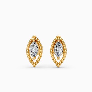 Boucles d'oreilles clous en diamant marquise de 0,2 ct cultivé en laboratoire, en or jaune, blanc et rose 9 carats - Product Image 3