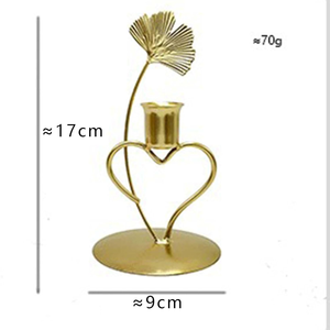 Modern <b>Brass</b> Heart Shape <b>Candle</b> <b>Holder</b> With Fan Leaf Design Decorative Table Centerpiece Valentine's Day Home Decor - Product Image 3