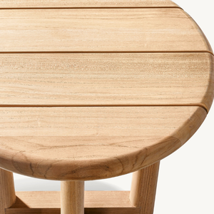 Modern Round Teak Coffee <b>Table</b> with Durable Eco-Friendly Wood for Terrace or Living Room Use - Product Image 2
