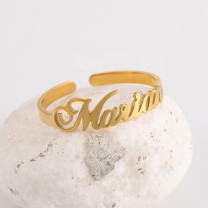 Anello personalizzato Nome Regolare Striscia Aperta Targhetta Anelli Personalizzati In Acciaio Inox Unisex - Product Image 1