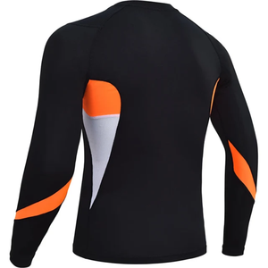 Men's Long Sleeve Rash Guard <b>Black</b> Orange Color Blocked Quick Dry <b>Compression</b> <b>Shirt</b> Adult Sports Top - Product Image 3