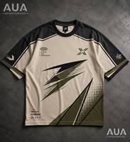 Jersey Hoki Lengan Panjang Pria Syn Putih Hitam dengan Trim Kontras V-Neck Gaya Sporty Logo Cetak di Bagian Depan