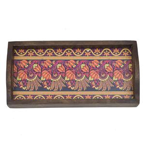 Bandeja Rectangular de Madera Hecha a Mano, la Más Vendida, Plato Decorativo con Estampado Floral Ornamentado para Pedidos al por Mayor - Product Image 4