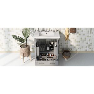 Mobile bagno da 30 pollici con lavabo singolo, mobiletto sottolavabo e armadietto a 2 ante con ante ammortizzate - Product Image 4