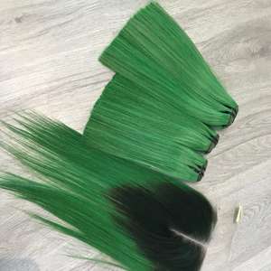 ช่อผมมนุษย์เวียดนามสีเขียวอ่อนมัดตรงและปิดผมเรมี่คุณภาพสูง - Product Image 4