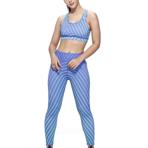 Conjunto de Yoga Acanalado para Mujer, Ropa Deportiva Transpirable de Spandex/Poliéster de Secado Rápido, Cintura Alta, Personalizable - Product Image 1
