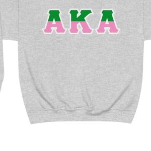 Heather Gray Crewneck Sweatshirt with <b>Green</b> and Pink Letter Graphic Long Sleeve Cotton Fleece Casual Women's Pullover Winter Top - Product Image 5