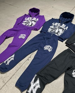 Conjunto de Sudadera con Capucha y Pantalones Deportivos Y2K con Estampado Personalizado, Lavado Ácido, Estilo Streetwear para Hombre, Traje Deportivo de Invierno - Product Image 3