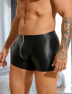 Quality <b>Men</b> Cowhide Leather <b>Shorts</b> High Street Mid Waistband Breathable Windproof Customized Printing Solid Color <b>Shorts</b> - Product Image 3
