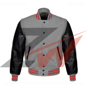 Blouson bomber en cuir PU rouge pour homme avec patch brodé, pour l'hiver et les occasions décontractées, blouson varsity à manches en cuir pour homme - Product Image 4