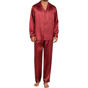 Long Sleeve Men Night Suit Button <b>Down</b> Collar Long Pants Set Drawstring Waist Soft Breathable Winter Pajamas Home - Product Image 1