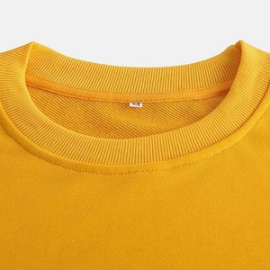 Sweat-shirt unisexe jaune à col rond, tricoté, coupe ample, couleur unie, en molleton de coton, style décontracté, pour l'automne - Product Image 3