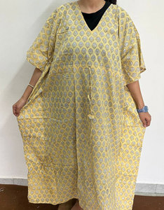 Vestido Largo Kaftan Estampado de Algodón Suave y Transpirable para Uso Diario y Casual - Product Image 4
