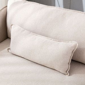 Divano Moderno in Tessuto Beige a 3 Posti per Ufficio e Soggiorno con 2 Gambe in Metallo e Cuscini - Product Image 3