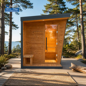 Sauna Exterior Inteligente con Certificación ETL Elite, de Cedro Rojo Premium, Diseño Moderno Asimétrico, para Jardín, Lista para Instalar en Canadá - Product Image 1