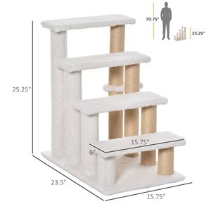Albero per Gatti a 4 Livelli Bianco con Tiragraffi per Letto Alto o Divano - Product Image 2