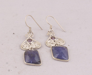 Handmade Antique Finish Lapis Lazuli Drop Earrings <b>Solid</b> 925 <b>Silver</b> Ethnic Tribal Design Jewelry Wholesale Jaipur Artisa - Product Image 6