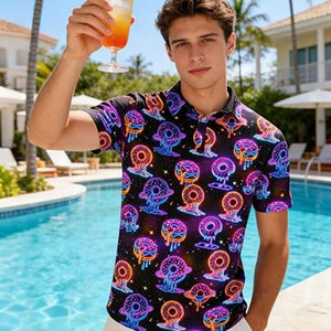 Camiseta Polo de Golf con Estampado de Donut Galaxy para Hombre, Personalizada, de Secado Rápido, Deportiva, de Manga Corta, Ligera - Product Image 5