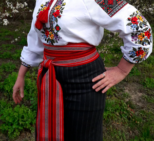 Cinturón Tejido Extra Ancho con Rayas Estilo Cosaco, Cinturón Ucraniano Hecho a Mano, Faja Étnica Colorida Unisex - Product Image 2