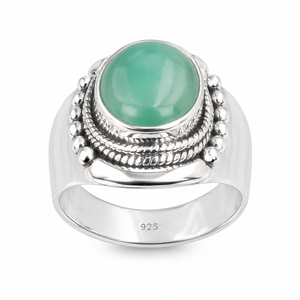 Bague en chrysoprase verte naturelle, argent sterling 925, bague statement, bague cocktail en pierre précieuse faite à la main, bijoux pour femmes, pour hommes et femmes - Product Image 2