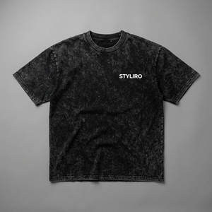 Styliro Men's Washed Black Cotton T-Shirt Short Sleeve O-Neck Regular Fit Casual Jersey Breathable Solid Color Front <b>Logo</b> - Product Image 1