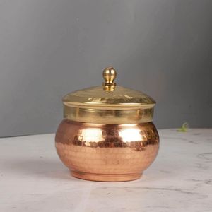 Bol de service décoratif en cuivre fait main avec revêtement en acier inoxydable, plat de présentation alimentaire pour la maison, l'hôtel, le restaurant - Product Image 1