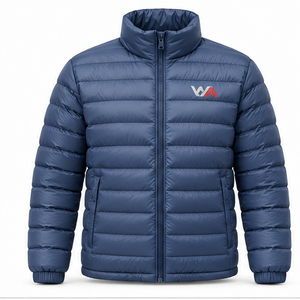 High Quality Men's Lightweight <b>Packable</b> Puffer <b>Jacket</b> Blue Water Resistant Thermal Quilted Stand Collar Outerwear Winter Coat - Product Image 1