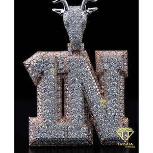 Premium LN <b>Initial</b> Letter Pendant Personalized Hip Hop <b>Necklace</b> 18K Gold GIA Certified Lab Grown Moissanite 925 <b>Silver</b> Luxury - Product Image 3