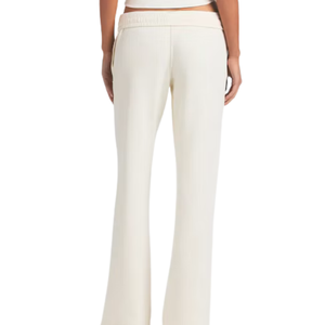 Pantalones anchos para mujer al por mayor, corte relajado, cintura elástica con cordón, bolsillos laterales, largo completo, dobladillo abierto, ropa casual de descanso OEM - Product Image 2