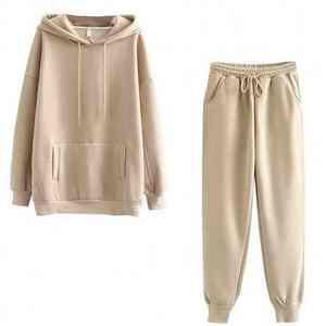 Ensemble de survêtements en velours polaire pour femme, 2 pièces, en coton épais et écologique, coupe régulière, longueur intégrale, pour l'hiver - Product Image 5