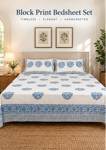 Parure de lit 3 pièces en coton imprimé pigmenté 200TC, durable, de luxe léger, motif floral bleu, style indien pour chambre à coucher - Product Image 5
