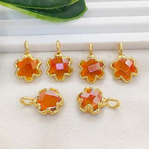 จี้รูปดาวประดับด้วยการชุบเคลือบสีทองแดงขนาด 10 มม. ทำจากหินควอตซ์สีแดงทับทิม สำหรับทำเครื่องประดับ - Product Image 4