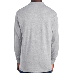 Polo à manches longues pour homme en mélange de coton, fermeture à deux boutons, coupe classique, haut décontracté et élégant - Product Image 2