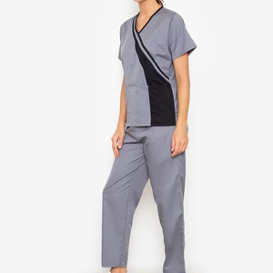 Custom Logo <b>Doctor</b> short Sleeve Classic Fit V Neck Nurse Uniform Nursing Medical Jackets Lab Scrub <b>Set</b> for Women - Product Image 1