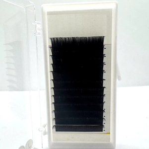 Extensions de cils en volume synthétiques en fausse fourrure de vison noir mat, avec logo personnalisé, en cachemire, doux, en PBT coréen, vente en gros - Product Image 1