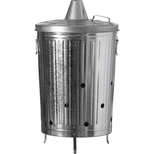 Incinérateur en acier galvanisé pour déchets de jardin, feuilles, bois, papier, brûleur extérieur en métal avec couvercle et trous - Product Image 6