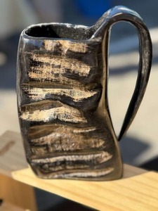 Real Viking Horn Mugs Polished Lightweight Customized <b>Vintage</b> Style 400ml Capacity Dishwasher Microwave <b>Safe</b> Star Pattern Gift - Product Image 2