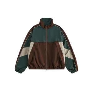 Veste de survêtement unisexe à blocs de couleur, fermeture éclair intégrale, col montant, style sportif, pour l'automne, en polyester, coupe classique - Product Image 1