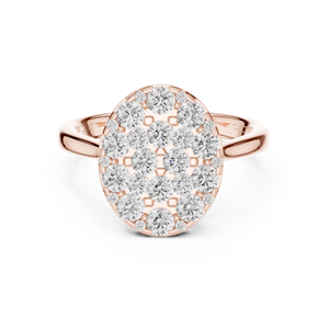 Rose <b>Gold</b> Oval Shaped Multi Stone Cluster Lab Grown Diamond Statement <b>Cocktail</b> <b>Ring</b> Pavé Setting Women's Fine Jewelry - Product Image 1