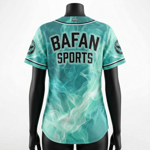 Camiseta de Béisbol para Mujer, 180 GSM, Poliéster Suave y Transpirable, Diseño Gráfico Teal Smoke, Logotipo Personalizado - Product Image 6