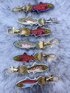 Colorful Embroidery Beaded Handmade Classic Eco-Friendly <b>Customized</b> Shape <b>Keychain</b> Decorative Bag Pendant - Product Image 3