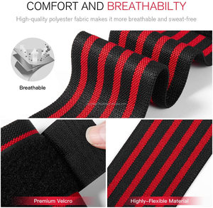 Conception privée Logo Powerlifting Poignet Soutien Wraps Noir Fitness Gym Coton Polyester Sangles Élastiques avec Matériau En Nylon - Product Image 4